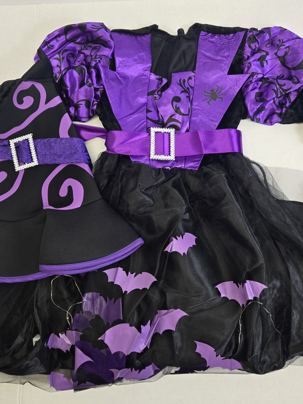 New 4T Purple & Black Bat Witch Kids Costume with Belt